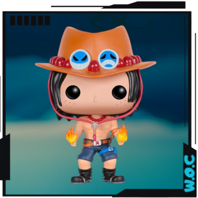 Figura Funko Pop de personagem masculino com chapéu castanho e fogo nas mãos