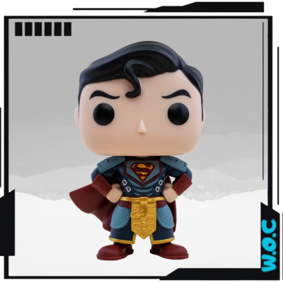 Figura Funko Pop de Superman com capa vermelha e fato azul