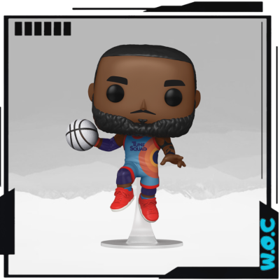 Figura Funko Pop de jogador de basquetebol com fato Tune Squad e bola