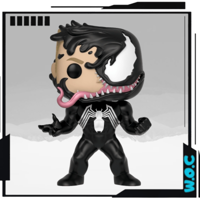Figura de vinil Venom preto e branco com língua cor de rosa