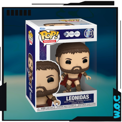 Figura Pop! de vinil de Leonidas com capa vermelha e espada na embalagem