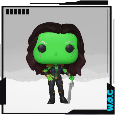 Figura colecionável Funko Pop de personagem com rosto verde e cabelo castanho escuro