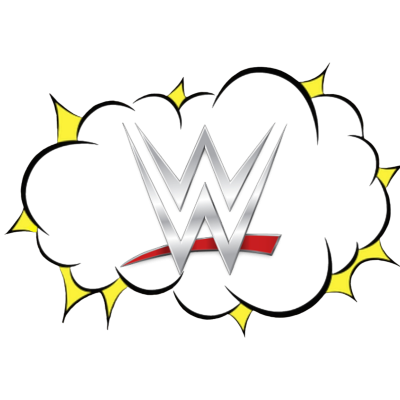 Logótipo WWE em nuvem negra com bordas amarelas