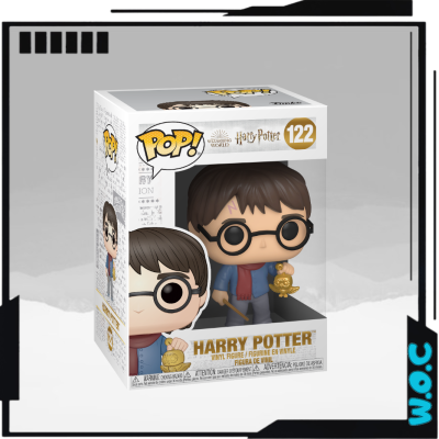 Figura Funko Pop de Harry Potter dentro de caixa white com texto de identificação