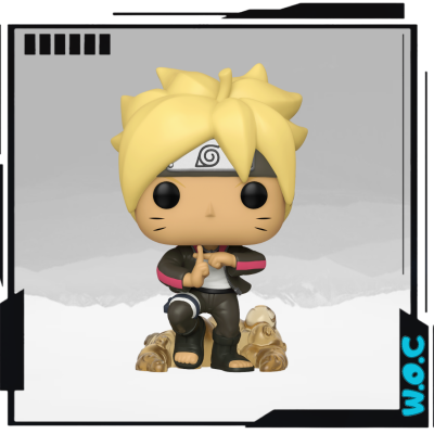 Figura Funko Pop de Naruto Uzumaki com cabelo amarelo e fita da Vila da Folha