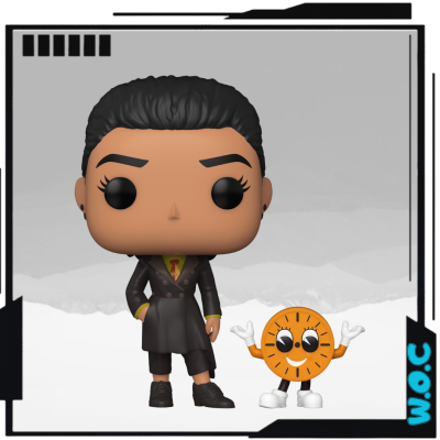 Figura vinil Funko Pop de pessoa e relógio laranja com braços brancos