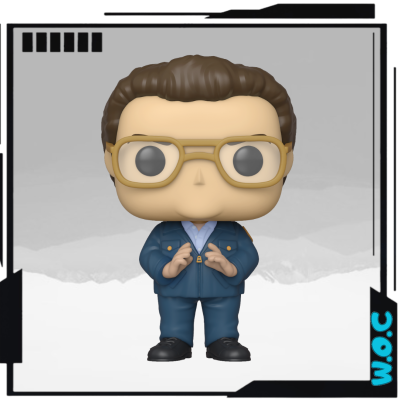 Figura vinil Funko Pop de homem com óculos amarelos e fato azul