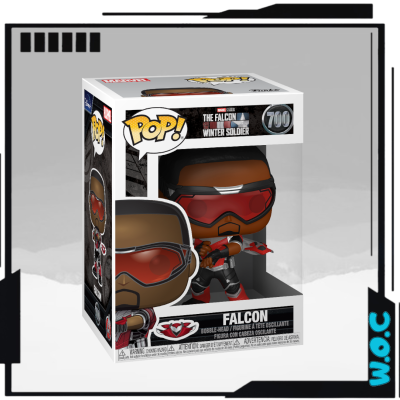 Figura Funko Pop! Falcon da série The Falcon and The Winter Soldier embalada em caixa de cartão