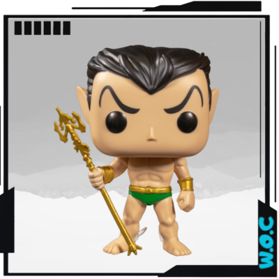 Figura de vinil tipo Funko Pop com tridente dourado