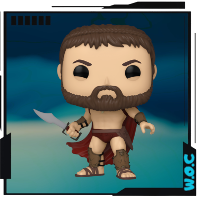Figura Funko Pop de guerreiro com capa vermelha e espada
