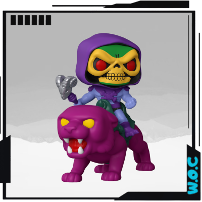 Figura colecionável esqueleto de capuz roxo montado em pantera roxa