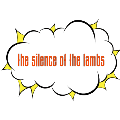 Nuvem preta com texto laranja 'the silence of the lambs' sobre fundo preto