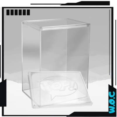 Caixa de exposição transparente em plástico rígido com tampa removível e logo POP! na tampa