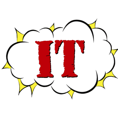 Logótipo IT em nuvem preta com contornos amarelos