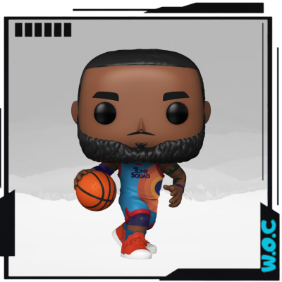 Funko Pop jogador de basquete com roupa azul e bola laranja
