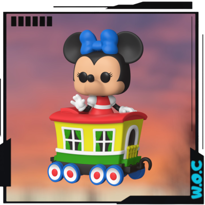 Figura Funko Pop da Minnie Mouse numa carruagem colorida