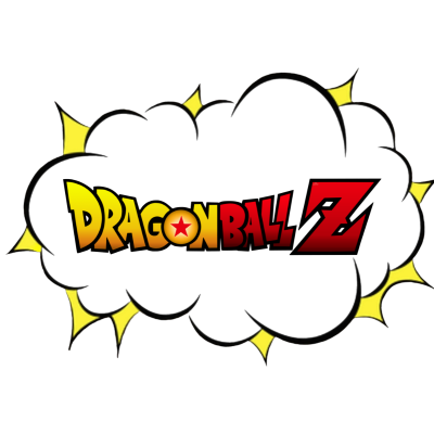 Logótipo do Dragon Ball Z com fundo de nuvem preta e estrelas amarelas