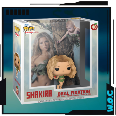 Figura POP! Games de Shakira com roupa verde de folhas na embalagem oficial.