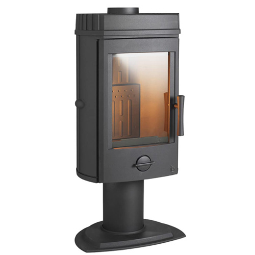 Salamandra a Lenha Invicta Mairy Lareira a carvão de pé em metal preto com vidro frontal