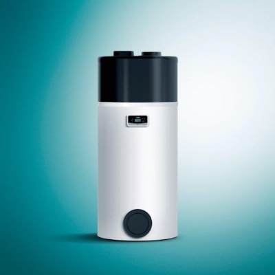 Cilindro branco com tampa preta e pequeno ecrã digital