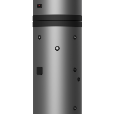 Cilindro metálico cinzento com visor digital e botões