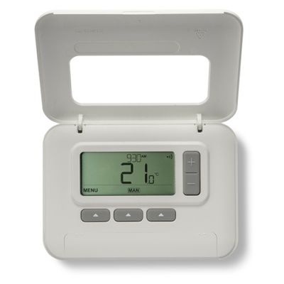 Termostato digital branco com ecrã LCD e botões