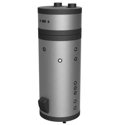 Cilindro metálico prateado com detalhes em preto e painel digital