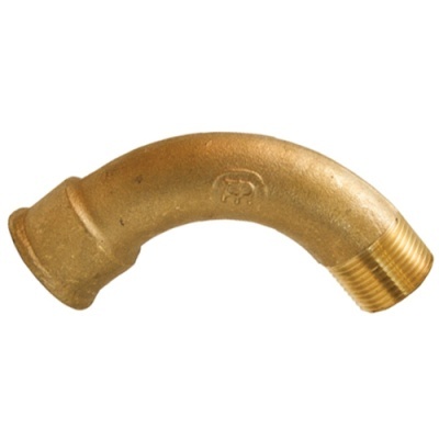 Curva de tubo em latão com extremidade roscada