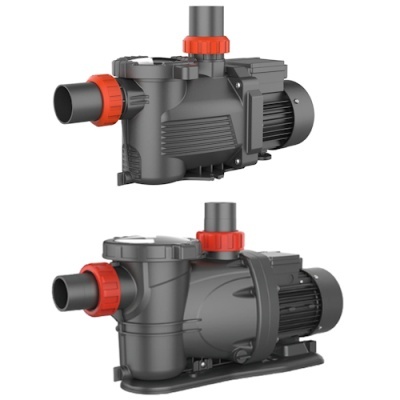 Bomba de água elétrica cinza com detalhes vermelhos e pretos