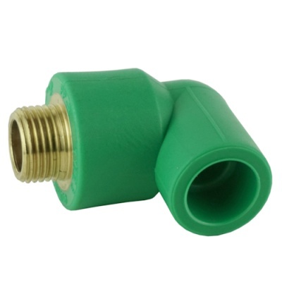 Adaptador de tubo verde com conexão metálica dourada em rosca