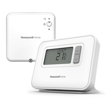 Termostato digital branco Honeywell Home com ecrã LCD e unidade de controlo adicional