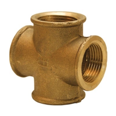 Conector em cruz em latão com roscas internas