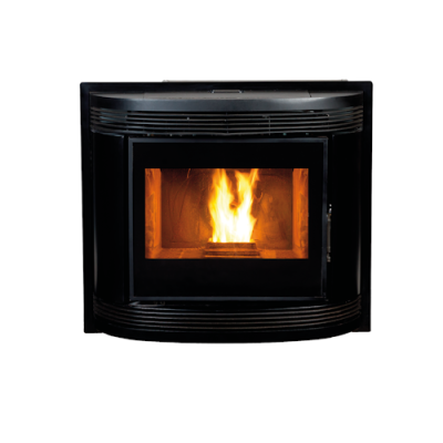 Lareira embutida preta com chama visível