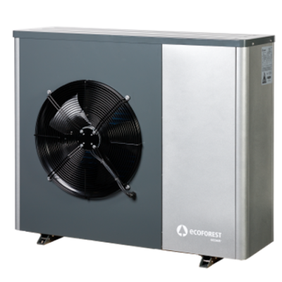 Bomba de calor Ecoforest exterior em metal cinzento e prateado
