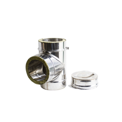 Tubo metálico inoxidável isolado com uma tampa ao lado