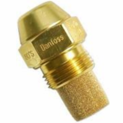 Peça metálica dourada com rosca e filtro poroso cilíndrico