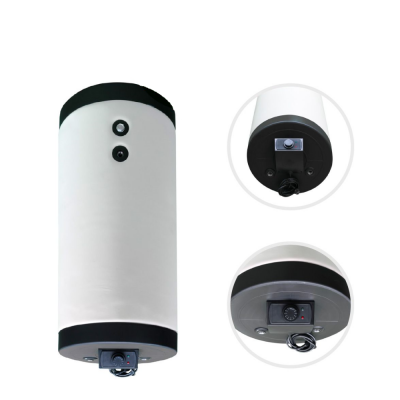 Termoacumulador vertical branco com controles pretos
