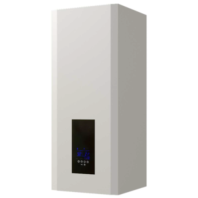 Aquecedor de água elétrico branco com painel digital azul