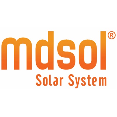 Logótipo mdsol Solar System em laranja sobre fundo branco