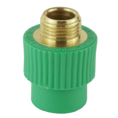 Conector PPR verde com rosca macho de latão