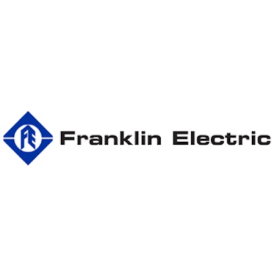 Logótipo Franklin Electric em azul e preto sobre fundo branco