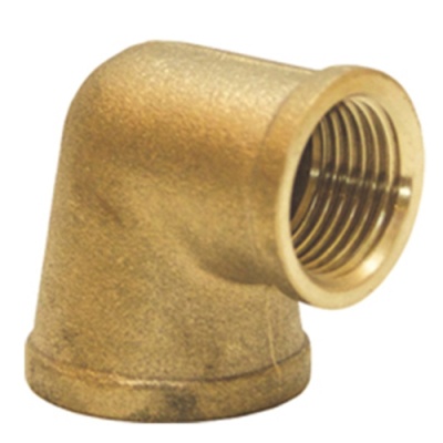 Conector de canto metálico dourado com rosca interior