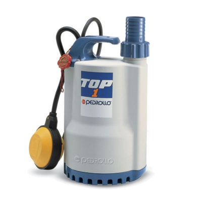 Bomba submersível Pedrollo TOP 1 cinzenta e azul com boia amarela