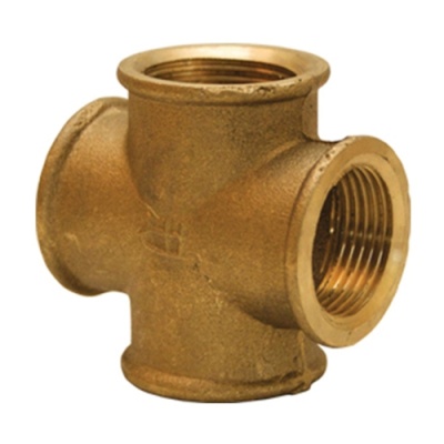 Conector em cruz em latão com roscas internas