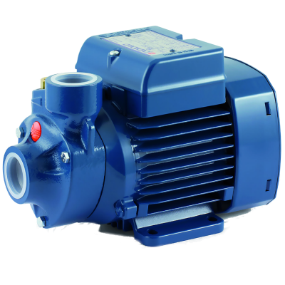 Bomba de água azul metálica com detalhes e ventilação em ranhuras