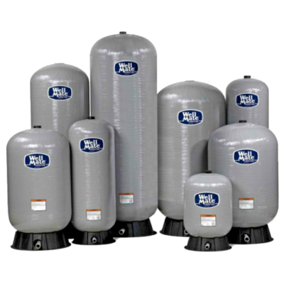 Reservatórios de pressão Well Mate cinza com base preta de vários tamanhos