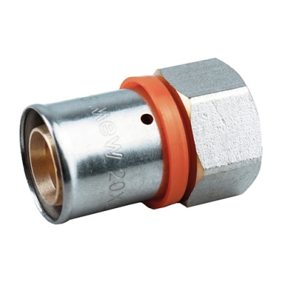 Conector metálico prata com anel laranja e texto 'new 20x'