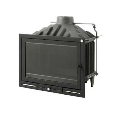 Insert de lareira metálico preto com porta de vidro