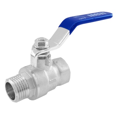Válvula de esferas metálica com pega azul