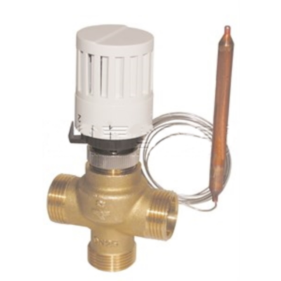 Válvula termostática em metal com sensor de cobre e tampa branca
